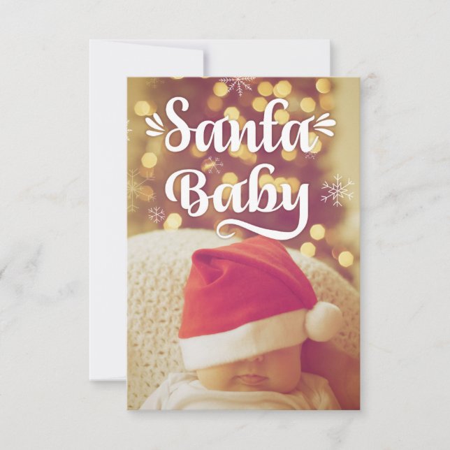 Santa Baby Cute Baby Christmas Photo Card (Front)