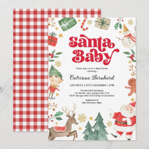 Santa Baby - Cute Christmas Winter Baby Shower Invitation