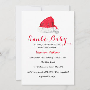 Santa Baby December Winter Red Baby shower  Invitation