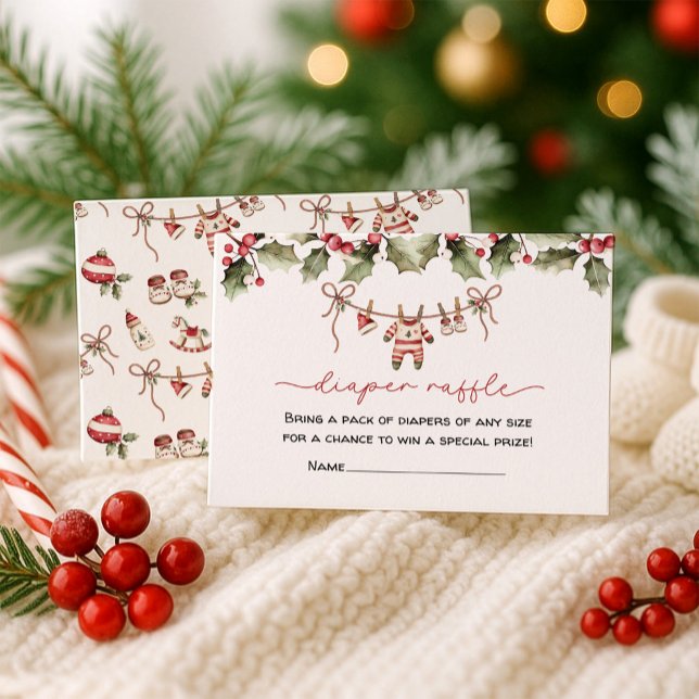 Santa Baby Diaper Raffle Christmas Baby Shower Enclosure Card (Creator Uploaded)