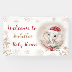 Santa Baby Elephant Girl Baby Shower Banner