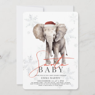 Santa Baby Elephant Snowflakes Baby Shower Invitation
