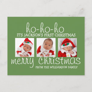 Santa Baby First Christmas Three Photo Postcard