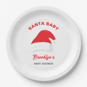 Santa Baby Gender Neutral Baby Shower Winter Hat Paper Plate