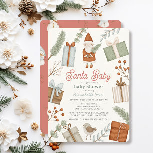 Santa Baby Gift Boxes Holiday Girl Baby Shower Invitation