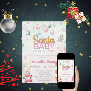 Santa Baby Girl Baby Shower Invitation