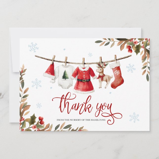 Santa Baby Girl Baby Shower Thank You Card (Front)