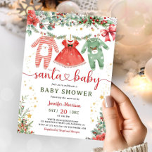 Santa Baby Girl Christmas Baby Shower Invitation