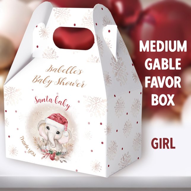 Santa Baby Girl Christmas Baby Shower Medium Favour Box (Santa Baby Girl Medium Gable Favor Boxes - You can choose from 3 sizes of these gable favor boxes)