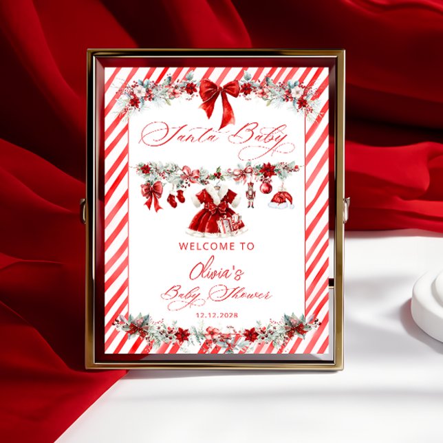 Santa Baby Girl Clothes Baby Shower Welcome Poster (Creator Uploaded)