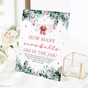 Santa Baby Guess How Many Snowballs Baby Shower Pedestal Sign