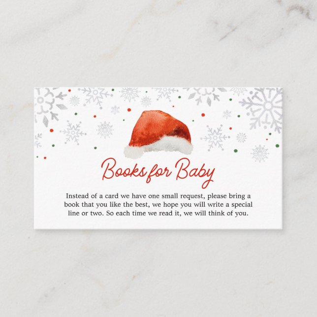 Santa Baby Hat Baby Shower Books for Baby  Enclosure Card (Front)