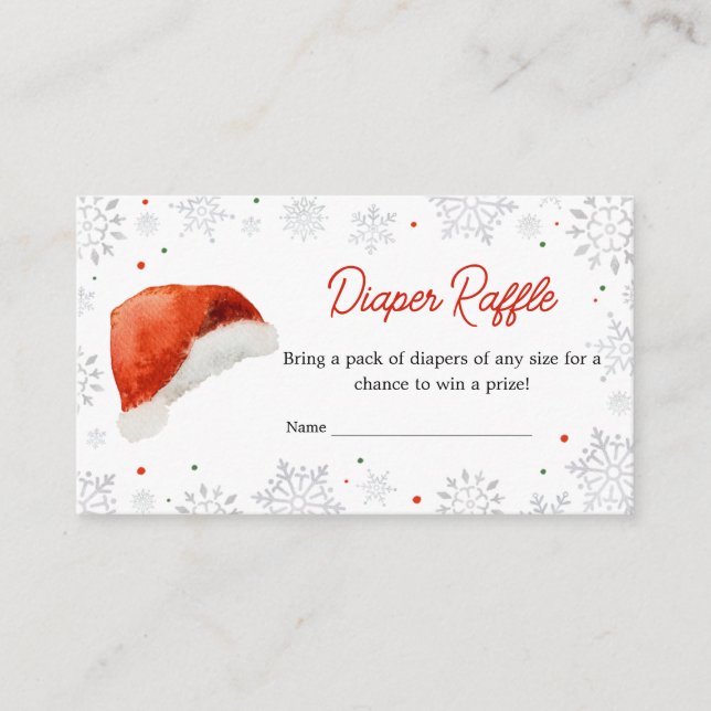 Santa Baby Hat Baby Shower Diaper Raffle Enclosure Card (Front)
