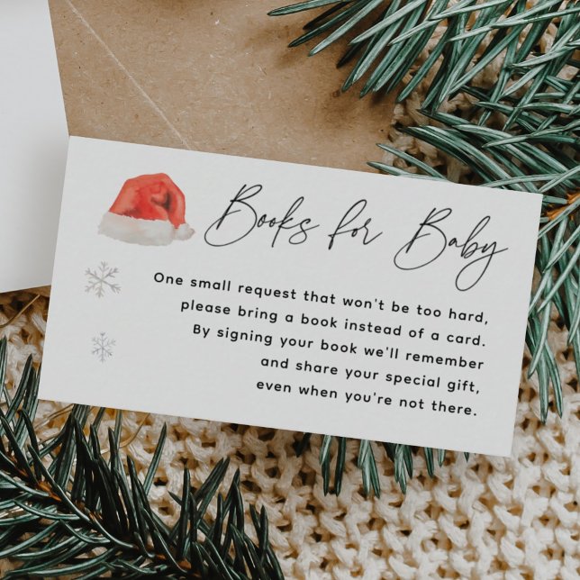 Santa Baby Holiday Baby Shower Book Request Enclosure Card (Creator Uploaded)