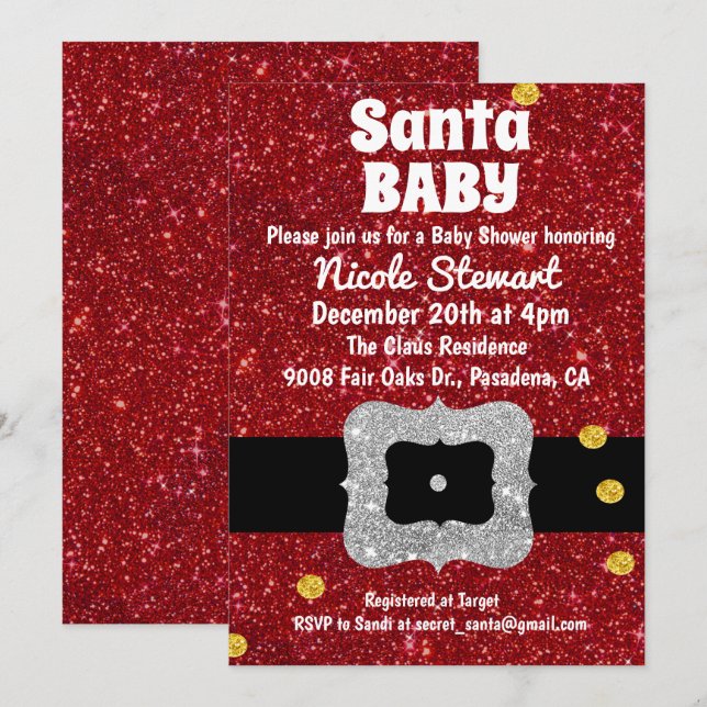 Santa Baby Holiday Baby Shower Invitation (Front/Back)