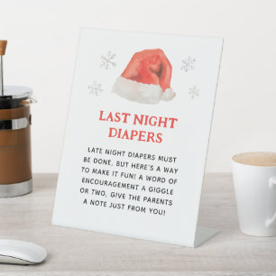 Santa Baby Holiday Baby Shower Last Night Diapers Pedestal Sign