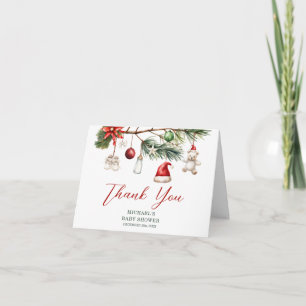 Santa Baby Holiday Christmas Baby Shower Folded Thank You Card