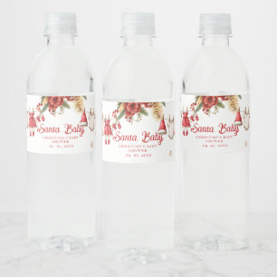 Santa Baby Holiday Winter Christmas Baby Shower Water Bottle Label