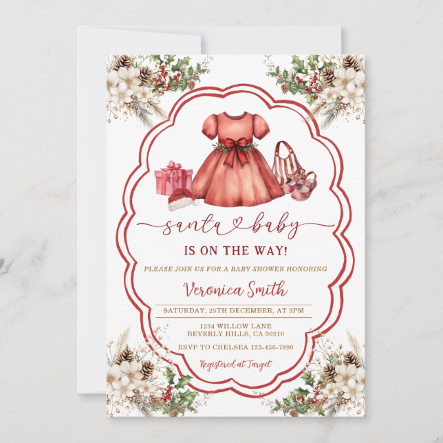 Santa Baby is on the way Baby Shower Invitation (Front)