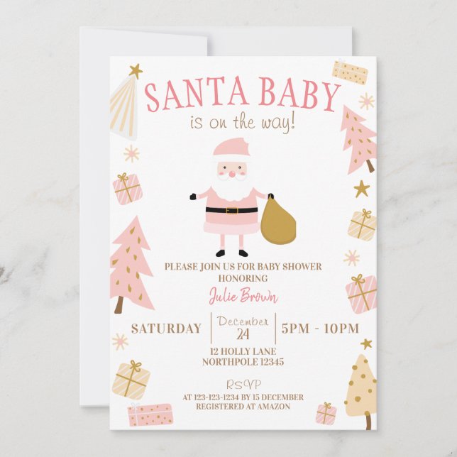 Santa Baby is on the way, Christmas Baby Shower Invitation (Front)