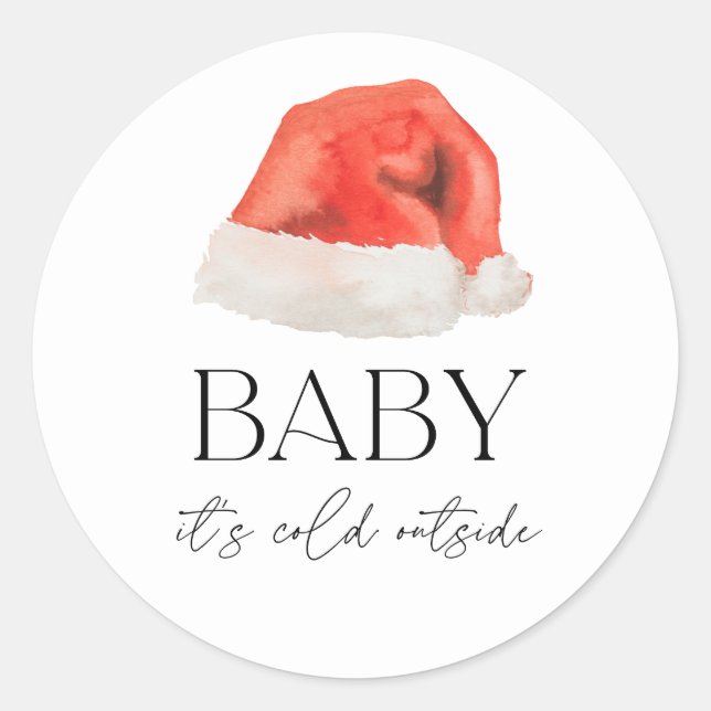 Santa Baby It's Cold Outside Baby Shower Favours Classic Round Sticker (Front)