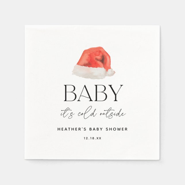 Santa Baby It's Cold Outside Holiday Baby Shower Napkin (Front)