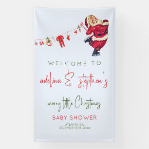 Santa Baby Little Christmas Winter Baby Shower Banner