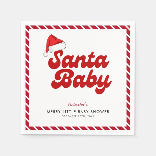 Santa Baby Merry Little Christmas Baby Shower  Napkin (Front)
