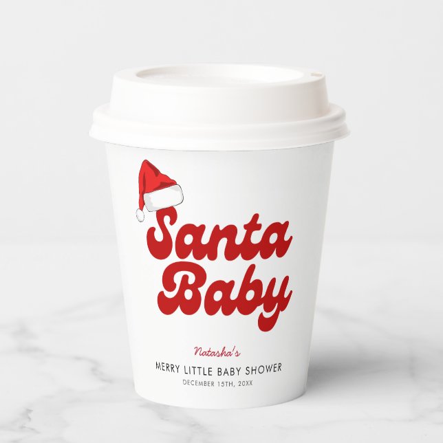 Santa Baby Merry Little Christmas Baby Shower  Paper Cups (Front)