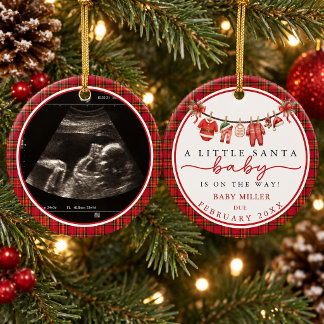 Santa Baby on the Way Baby Clothesline Baby Shower Ceramic Tree Decoration