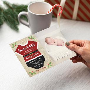 Santa Baby   Photo Christmas Birth Announcement