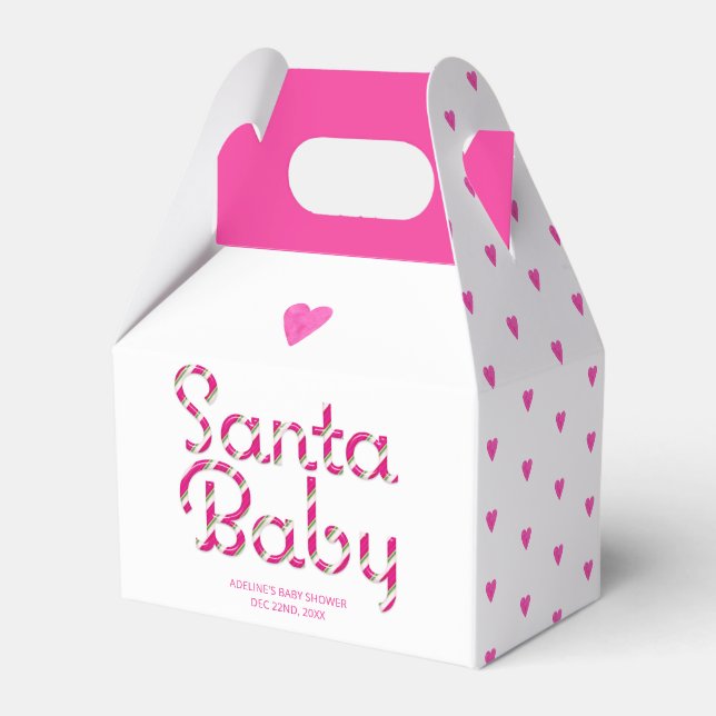 Santa Baby Pink Christmas Baby Shower Favour Box (Back Side)