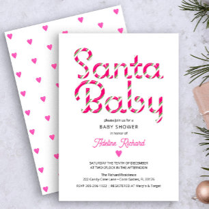 Santa Baby Pink Christmas Baby Shower Invite