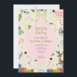 Santa Baby Pink Mid Century Modern Baby Shower  Invitation<br><div class="desc">Celebrate in style with this charming</div>