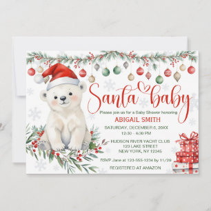 Santa Baby Polar Bear Baby Shower Invitation