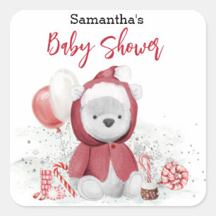 Santa Baby Polar Teddy Bear Christmas    Square Sticker