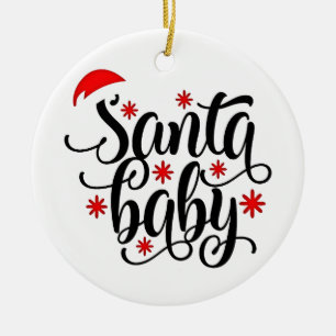 Santa Baby Pregnancy Announcement Christmas Santa Ceramic Tree Decoration