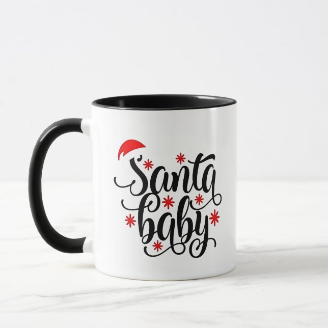 Santa Baby Pregnancy Announcement Christmas Santa Mug (Left)