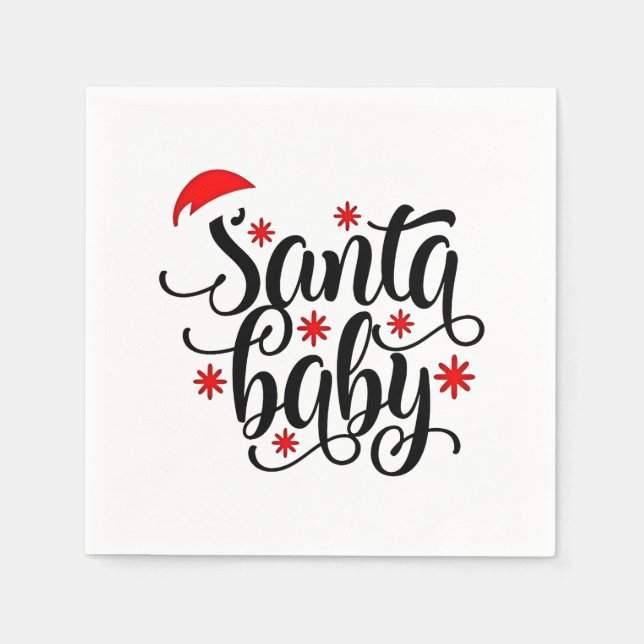 Santa Baby Pregnancy Announcement Christmas Santa Napkin (Front)
