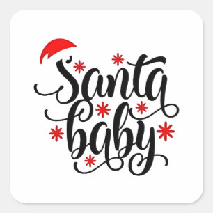 Santa Baby Pregnancy Announcement Christmas Santa Square Sticker