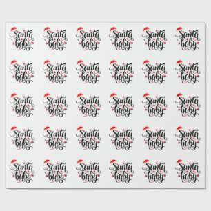 Santa Baby Pregnancy Announcement Christmas Santa Wrapping Paper