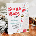 Santa Baby Red And Blue Christmas Baby Shower  Invitation<br><div class="desc">Santa Baby Red And Blue Christmas Baby Shower Invitation</div>