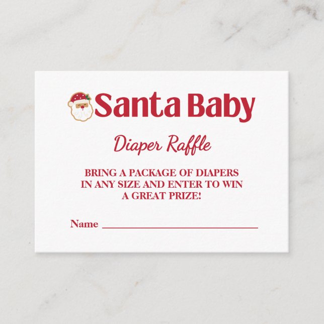 Santa Baby Red And Green Baby Shower Enclosure Card (Front)