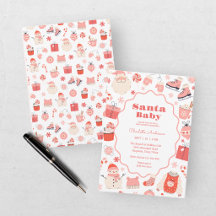 Santa Baby Red and Pink Christmas Baby Shower