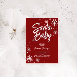 santa baby red christmas baby shower invitation