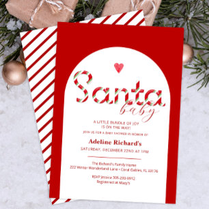 Santa Baby Red Christmas Baby Shower Invitation