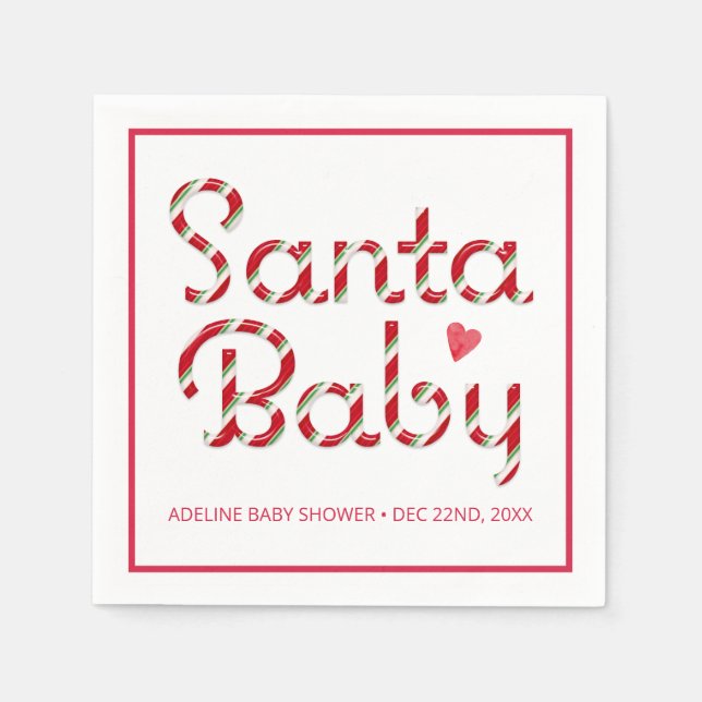 Santa Baby Red Christmas Shower Napkins (Front)