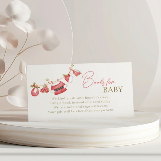 Santa Baby Red Clothes Baby Shower Books for Baby Enclosure Card (Creator Uploaded)