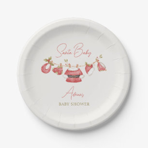Santa Baby Red Clothes Winter Boy Baby Shower Paper Plate