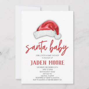 Santa Baby Red Hat Christmas Shower Invitation